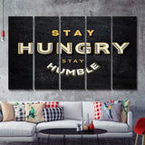 Stay Hungry Stay Humble Quote Inspirational Motivation Art 5 Pieces B Canvas Prints Wall Art - Painting Canvas, Multi Panel,5 Panels