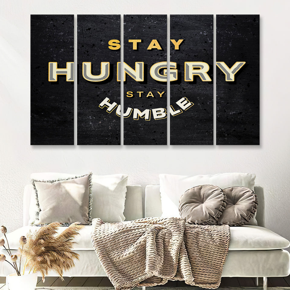 Stay Hungry Stay Humble Quote Inspirational Motivation Art 5 Pieces B Canvas Prints Wall Art - Painting Canvas, Multi Panel,5 Panels