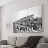Steam Train Black And White Print, Vintage Locomotive Train Canvas Prints Wall Art Home Decor
