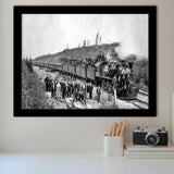 Steam Train Black And White Print, Vintage Locomotive Train Framed Art Prints, Wall Art,Home Decor,Framed Picture