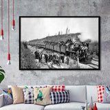 Steam Train Black And White Print, Vintage Locomotive Train Framed Art Prints, Wall Art,Home Decor,Framed Picture