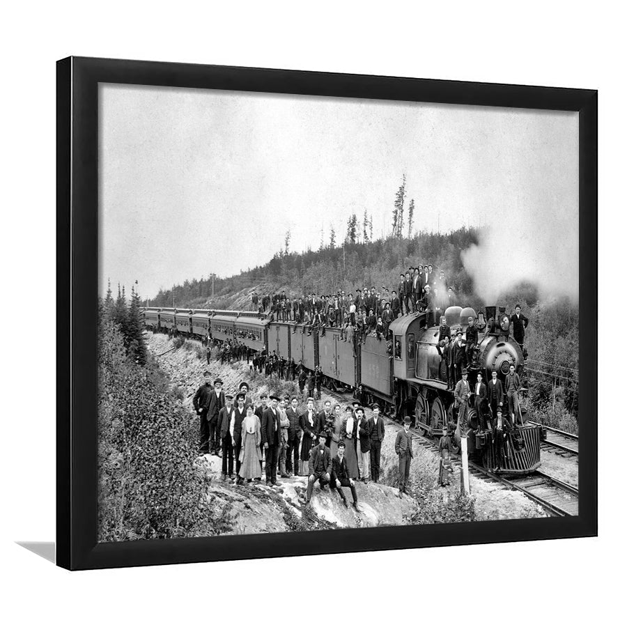 Steam Train Black And White Print, Vintage Locomotive Train Framed Art Prints, Wall Art,Home Decor,Framed Picture