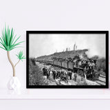 Steam Train Black And White Print, Vintage Locomotive Train Framed Art Prints, Wall Art,Home Decor,Framed Picture