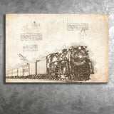 Steam Train Locomotive Train Canvas Prints Wall Art - Painting Canvas, Painting Prints, Wall Home Decor, Prints for Sale