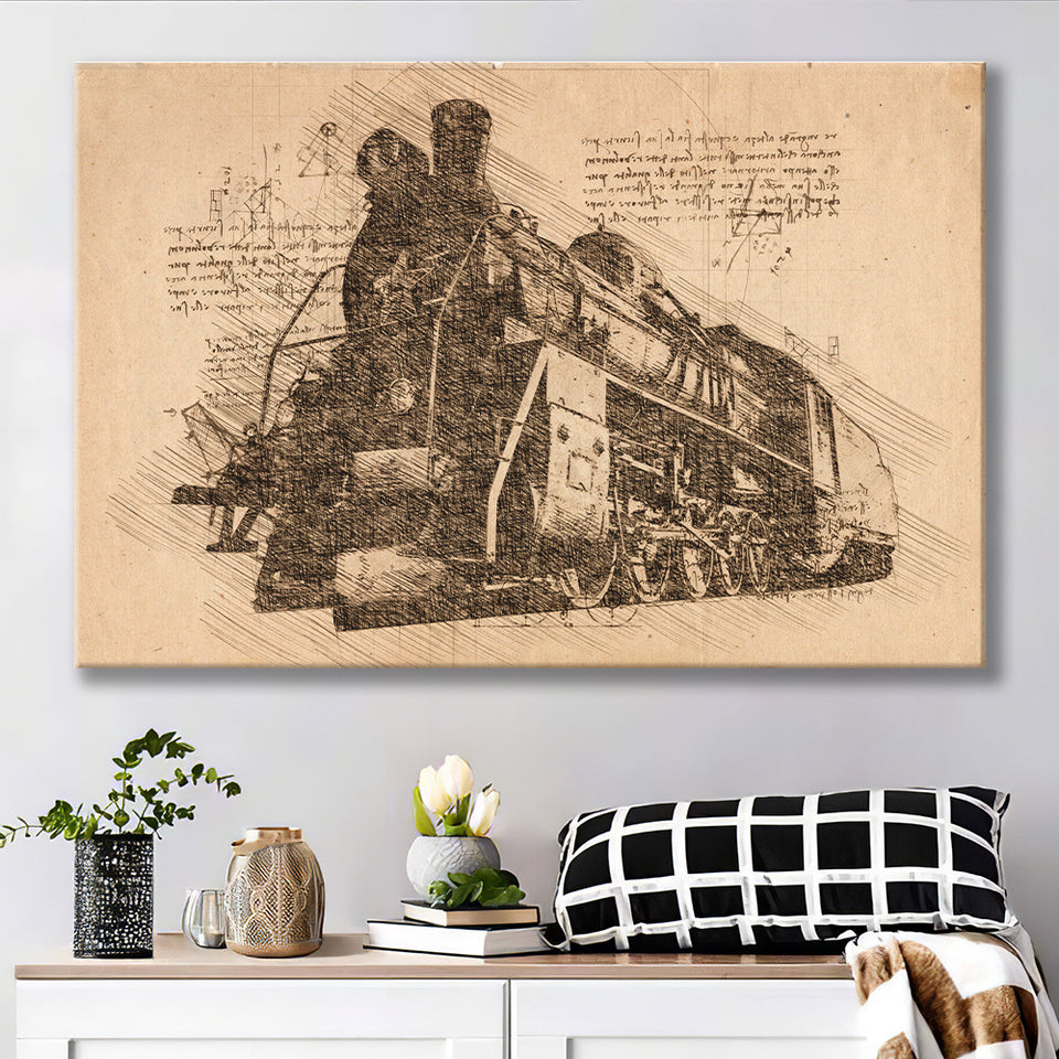 Steam Locomotive At Sunset Canvas Prints Wall Art - Painting Canvas, Painting Prints, Wall Home Decor, Prints for Sale