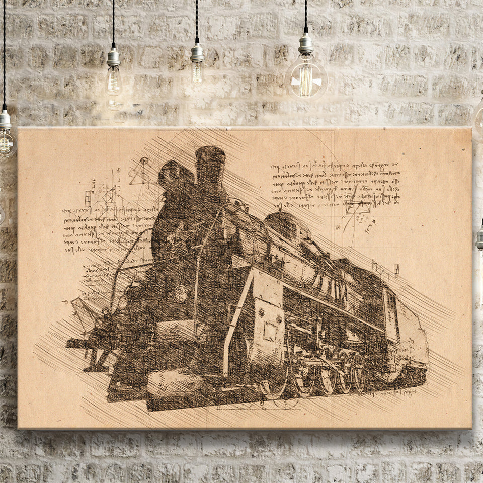 Steam Locomotive At Sunset Canvas Prints Wall Art - Painting Canvas, Painting Prints, Wall Home Decor, Prints for Sale