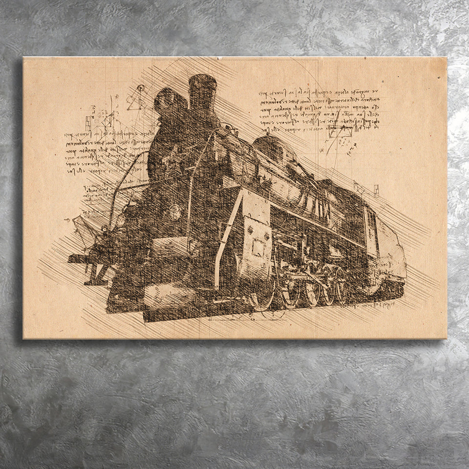 Steam Locomotive At Sunset Canvas Prints Wall Art - Painting Canvas, Painting Prints, Wall Home Decor, Prints for Sale