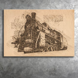 Steam Locomotive At Sunset Canvas Prints Wall Art - Painting Canvas, Painting Prints, Wall Home Decor, Prints for Sale