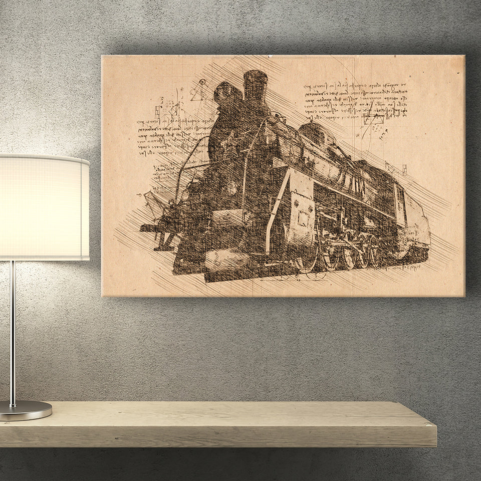 Steam Locomotive At Sunset Canvas Prints Wall Art - Painting Canvas, Painting Prints, Wall Home Decor, Prints for Sale