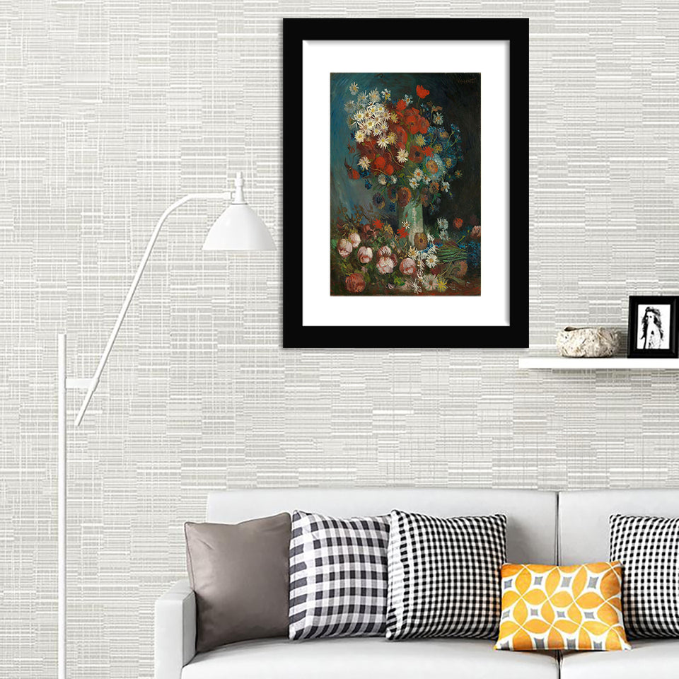 Still Life With Field Flowers And Roses By Vincent Van Gogh-Canvas Art,Art Print,Framed Art,Plexiglass cover