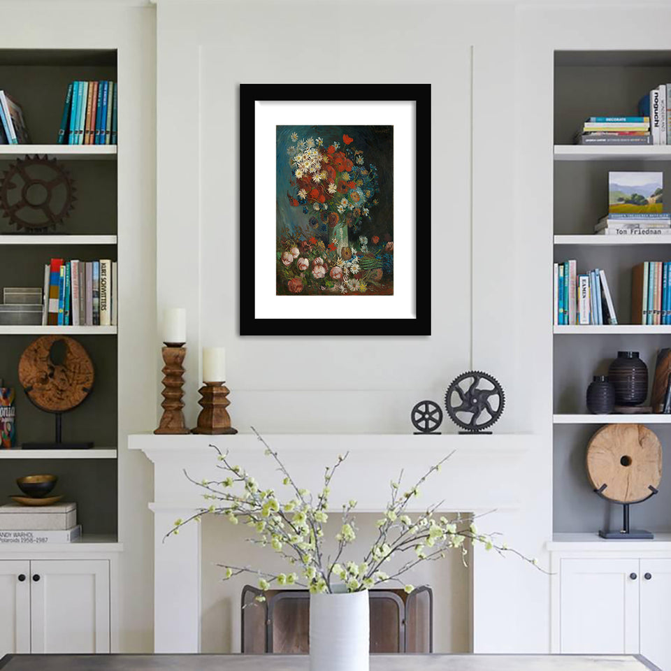 Still Life With Field Flowers And Roses By Vincent Van Gogh-Canvas Art,Art Print,Framed Art,Plexiglass cover