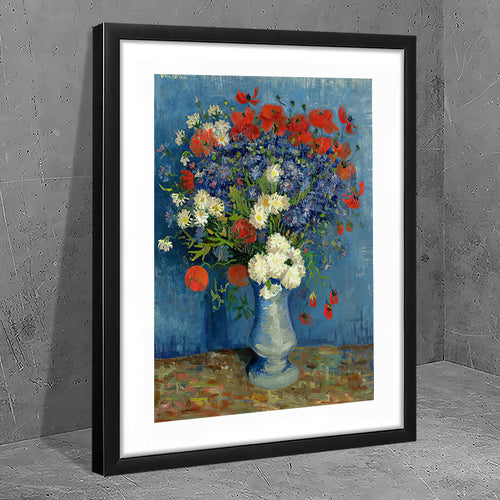 Still life vase with cornflowers and poppies by Vincent Van Gogh - Art Prints, Framed Prints, Wall Art Prints, Frame Art