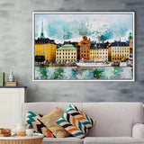 Stockholm, Abstract Stockholm Painting, Stockholm Wall Art, Framed Canvas Prints Wall Art Home Decor,Floating Frame, Ready to Hang