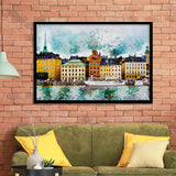 Stockholm, Abstract Stockholm Painting, Stockholm Wall Art, Framed Art Prints Wall Art Home Decor, Ready to Hang