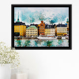 Stockholm, Abstract Stockholm Painting, Stockholm Wall Art, Framed Canvas Prints Wall Art Home Decor,Floating Frame, Ready to Hang