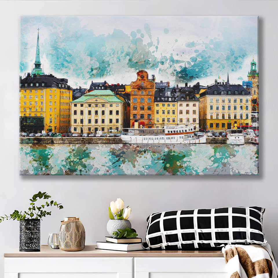 Stockholm, Abstract Stockholm Painting, Stockholm Wall Art, Canvas Prints Wall Art Home Decor