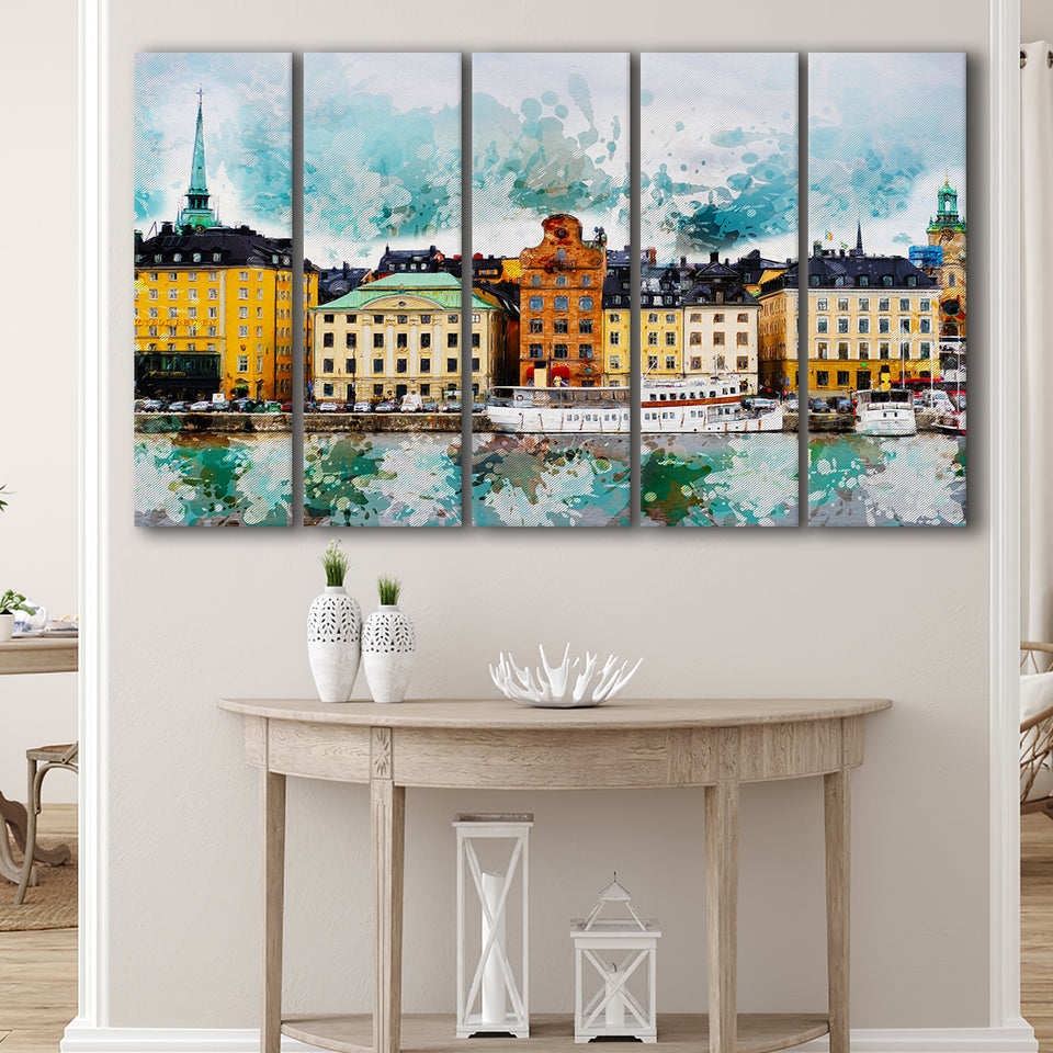 Stockholm, Abstract Stockholm Painting, Stockholm Wall Art, 5 Pieces B, Canvas Prints Wall Art Home Decor,X Large Canvas