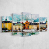 Stockholm, Abstract Stockholm Painting, Stockholm Wall Art, Multi Panels, 5 Pieces, Canvas Prints Wall Art Home Decor