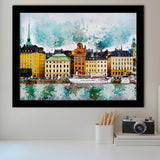 Stockholm, Abstract Stockholm Painting, Stockholm Wall Art, Framed Art Prints Wall Art Home Decor, Ready to Hang