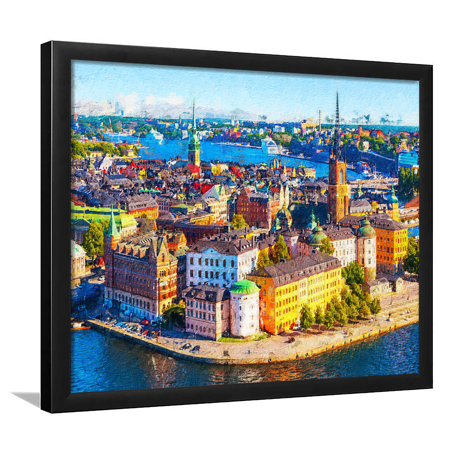 Stockholm Colorful City Framed Art Prints Wall Decor - Painting Prints, Framed Picture, Home Decor