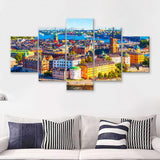 Stockholm Colorful City 5 Piece Canvas Prints Wall Art Decor - Painting Canvas, Multi Panels