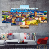 Stockholm Colorful City 5 Piece Canvas Prints Wall Art Decor - Painting Canvas, Multi Panels
