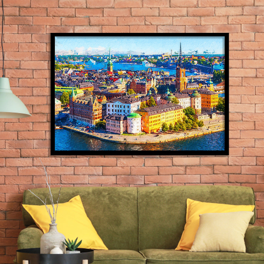 Stockholm Colorful City Framed Art Prints Wall Decor - Painting Prints, Framed Picture, Home Decor