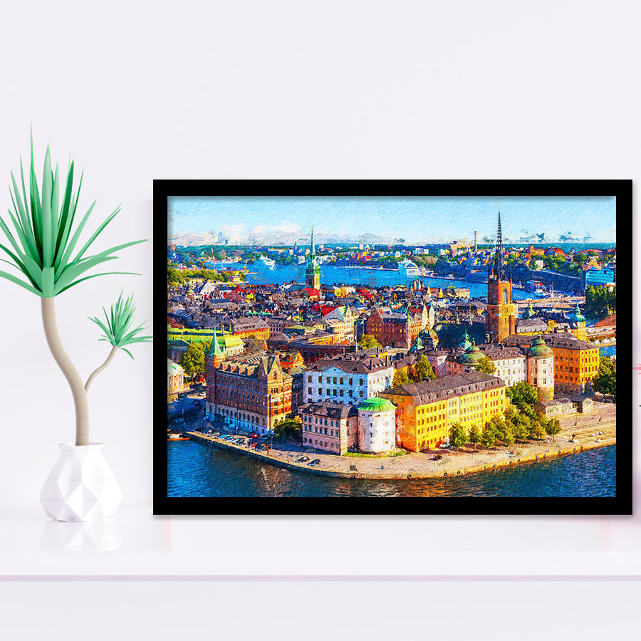 Stockholm Colorful City Framed Art Prints Wall Decor - Painting Prints, Framed Picture, Home Decor
