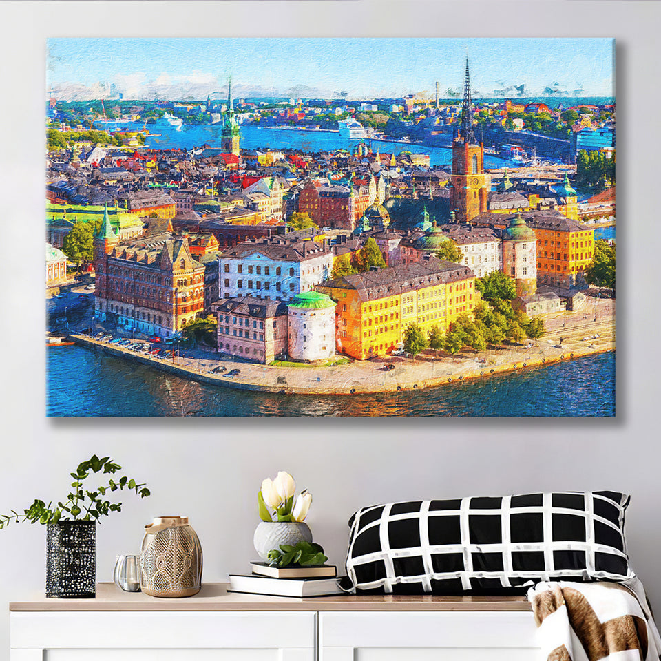 Stockholm Colorful City Canvas Prints Wall Art Decor - Paiting Canvas, Art Prints, Wall Decor, For Sale