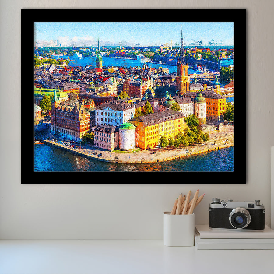 Stockholm Colorful City Framed Art Prints Wall Decor - Painting Prints, Framed Picture, Home Decor