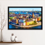 Stockholm Colorful City Framed Canvas Prints Wall Art Decor - Paiting Canvas, Art Prints, Floating Frame
