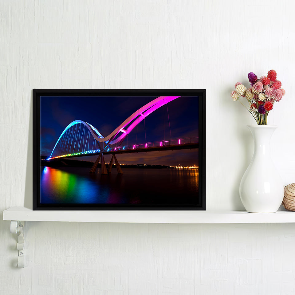 Stockton Infinity Bridge Early Evening Bridge Framed Canvas Wall Art - Framed Prints, Prints for Sale, Canvas Painting