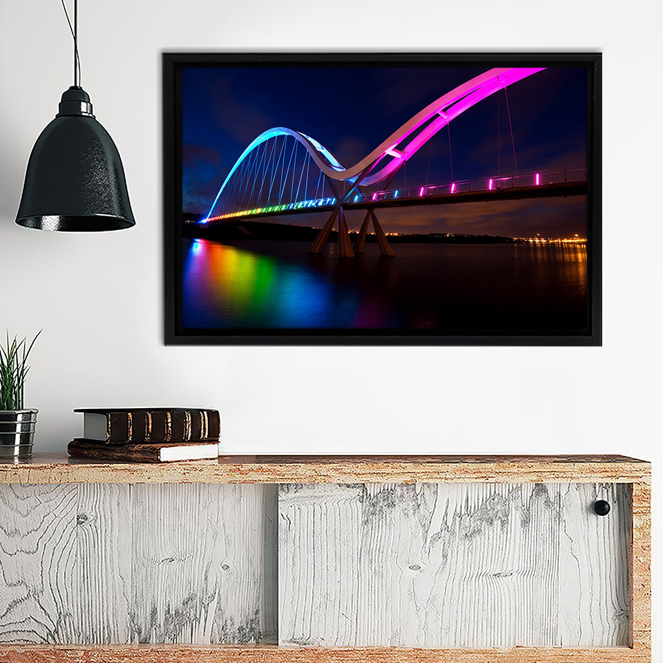 Stockton Infinity Bridge Early Evening Bridge Framed Canvas Wall Art - Framed Prints, Prints for Sale, Canvas Painting