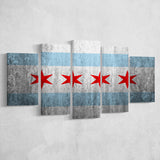 Stone Flags Of Chicago Art Work, 5 Panel Canvas Prints Wall Art,Mixed Canvas, Large Canvas