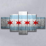 Stone Flags Of Chicago Art Work, 5 Panel Canvas Prints Wall Art,Mixed Canvas, Large Canvas