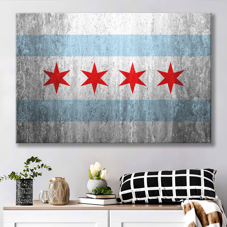 Stone Flags Of Chicago Art Work Canvas Prints Wall Art, Home Living Room Decor, Large Canvas