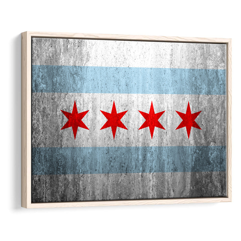Stone Flags Of Chicago Art Work Framed Canvas Prints Wall Art, Floating Frame, Large Canvas Home Decor