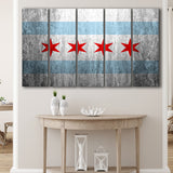 Stone Flags Of Chicago Art Work, 5 Panel B Canvas Prints Wall Art, Extra Large Canvas Decor