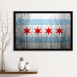 Stone Flags Of Chicago Art Work Framed Canvas Prints Wall Art, Floating Frame, Large Canvas Home Decor