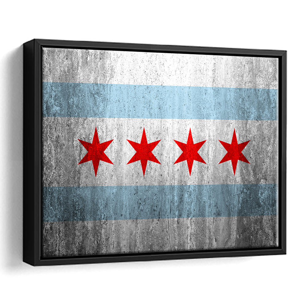 Stone Flags Of Chicago Art Work Framed Canvas Prints Wall Art, Floating Frame, Large Canvas Home Decor