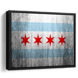 Stone Flags Of Chicago Art Work Framed Canvas Prints Wall Art, Floating Frame, Large Canvas Home Decor
