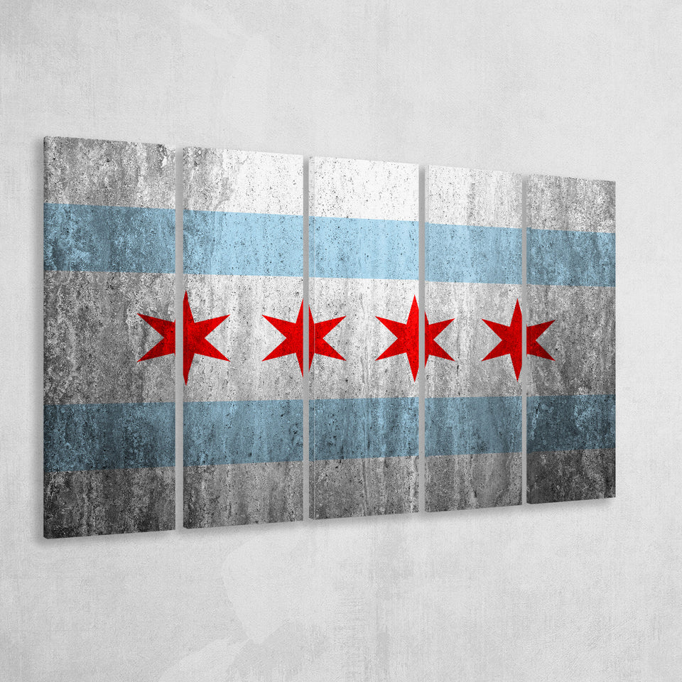 Stone Flags Of Chicago Art Work, 5 Panel B Canvas Prints Wall Art, Extra Large Canvas Decor