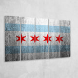 Stone Flags Of Chicago Art Work, 5 Panel B Canvas Prints Wall Art, Extra Large Canvas Decor