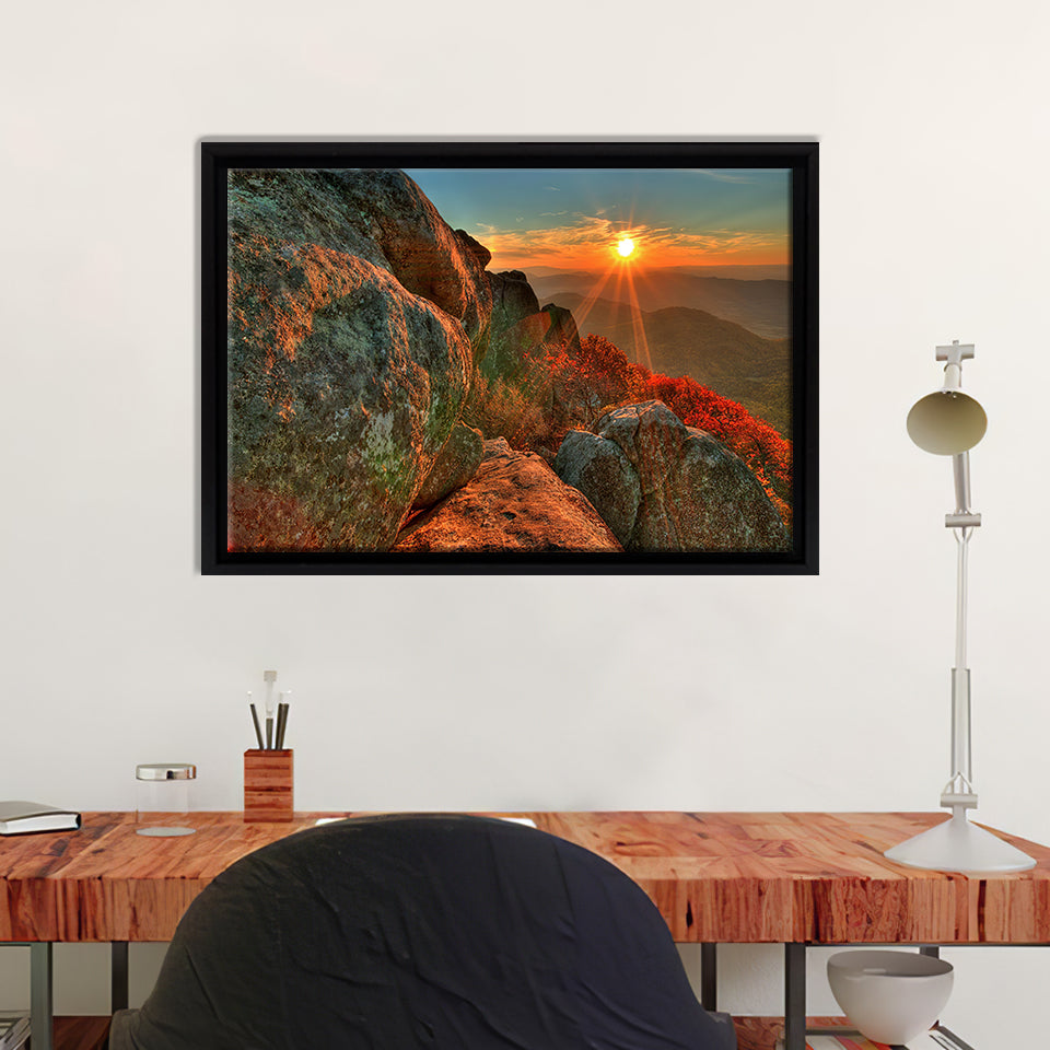 Stone Mountains Sunshine Framed Canvas Wall Art - Canvas Prints, Prints For Sale, Painting Canvas,Framed Prints