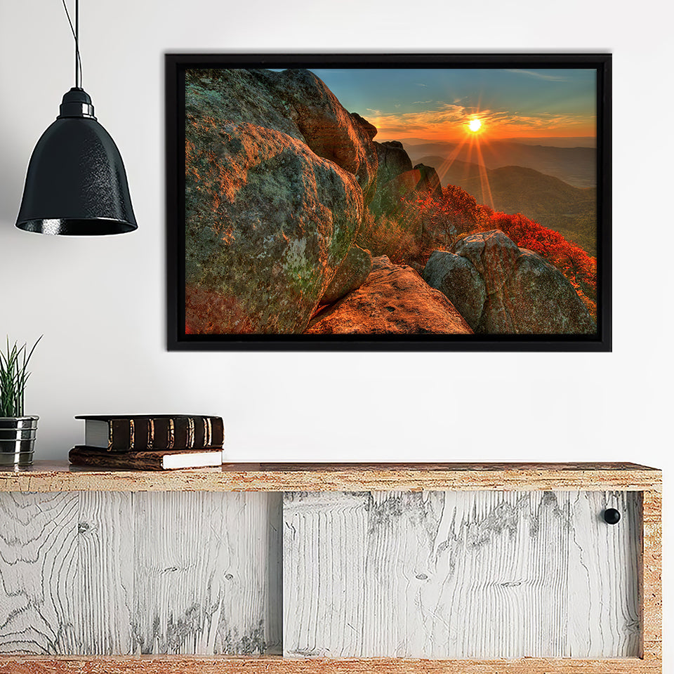 Stone Mountains Sunshine Framed Canvas Wall Art - Canvas Prints, Prints For Sale, Painting Canvas,Framed Prints