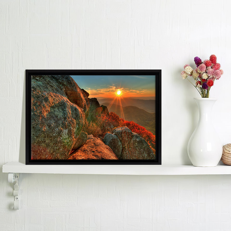 Stone Mountains Sunshine Framed Canvas Wall Art - Canvas Prints, Prints For Sale, Painting Canvas,Framed Prints