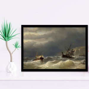 Storm In The Strait Of Dover By Louis Meijer Framed Art Prints Wall Decor - Painting Art, Framed Picture, Home Decor, For Sale