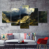 Storm In The Rocky Mountains  5 Pieces Canvas Prints Wall Art - Painting Canvas, Multi Panels, 5 Panel, Wall Decor