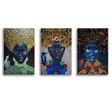 Strange Blue Woman Face Canvas Wall Art For Living Room Decoration Set of 3 Piece Canvas Prints Wall Art Decor