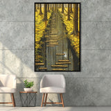Stream In The Forest Framed Canvas Prints Wall Art, Floating Frame, Large Canvas Home Decor